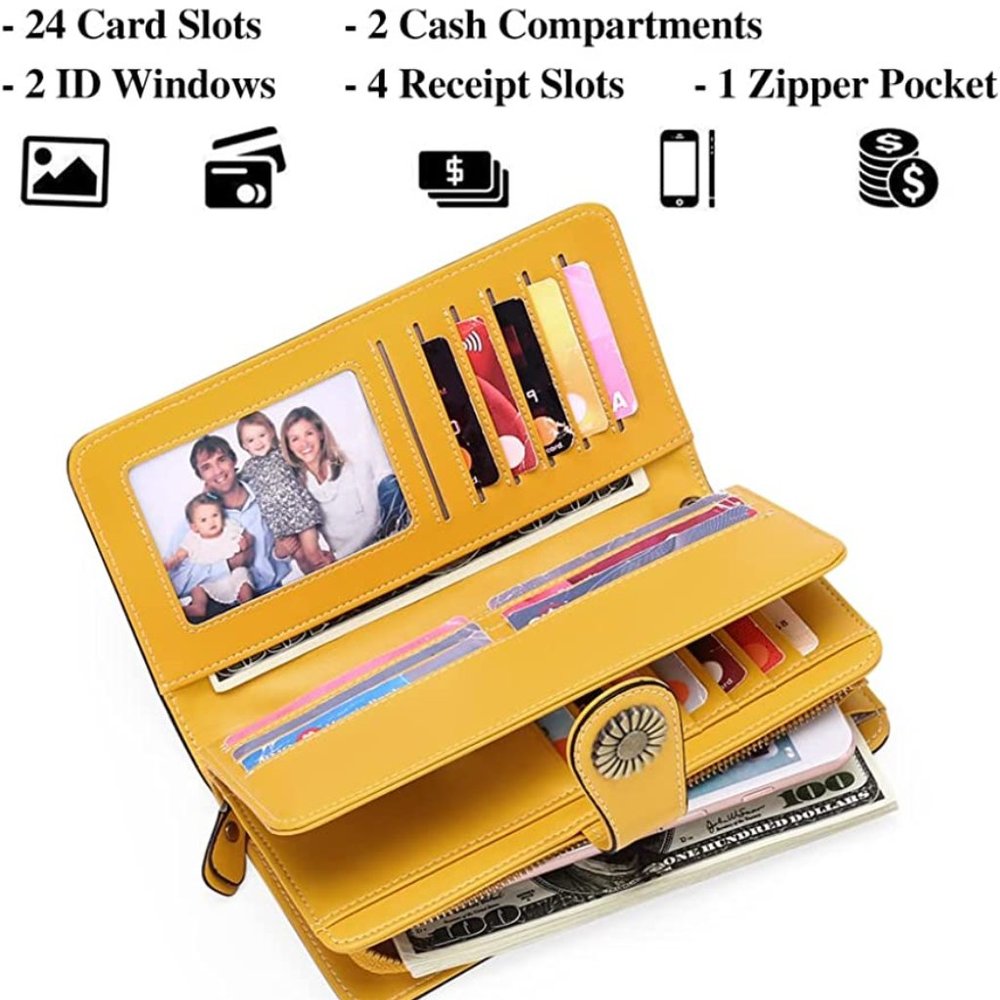 Wallets for Women Genuine Leather Credit Card Holder with RFID Blocking